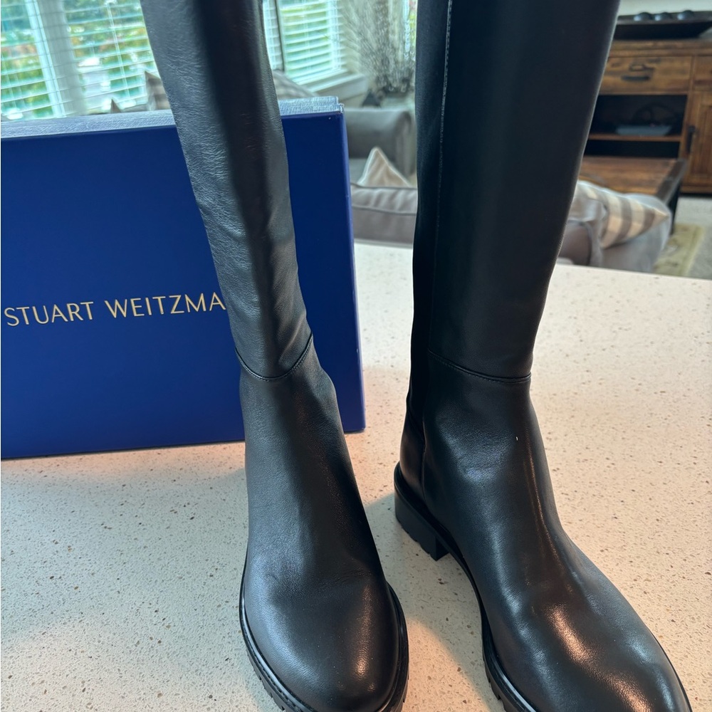 Stuart Weitzman Black Over-the-Knee Leather Boots